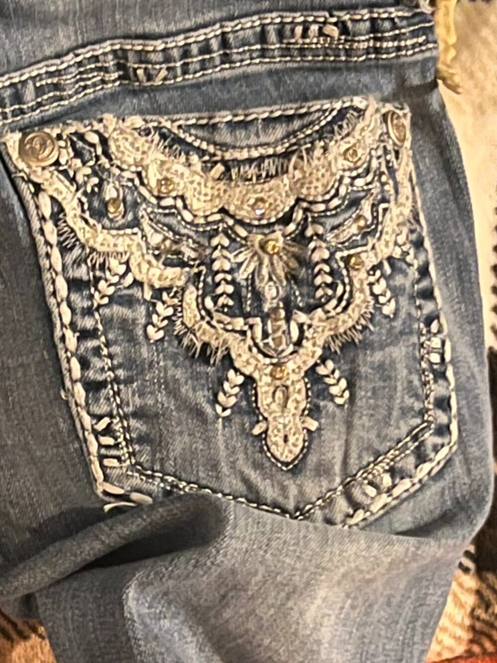 Grace in LA Embellished Bootcut Jeans Western Y2K Rhinestone Denim